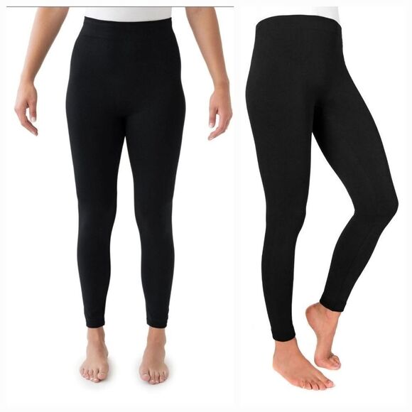 Muk Luks Black Fleece Lined Leggings L XL 2X 3X NWT - Picture 1 of 6